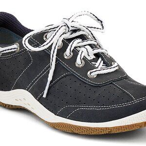 Sperry Top Siders Women's Leather Boat Shoes Size 6 Black Navy Blue Sneakers